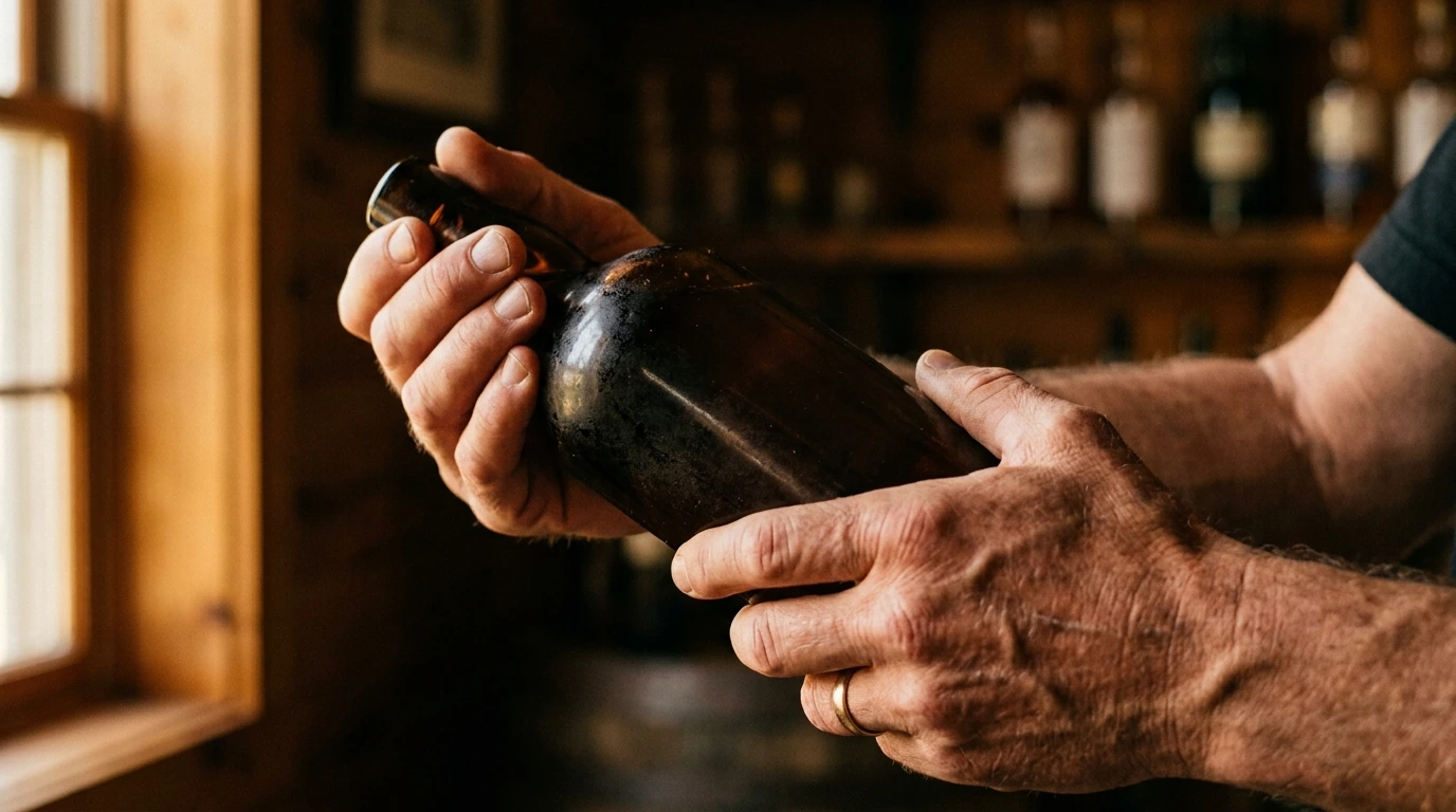 Contre-étiquette d’une bouteille lue de près avant achat