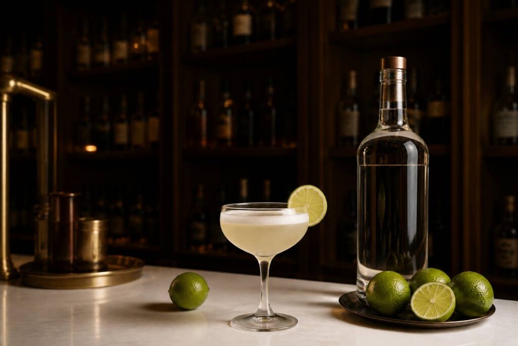 Verre coupe de Daiquiri glacé avec rondelle de citron vert