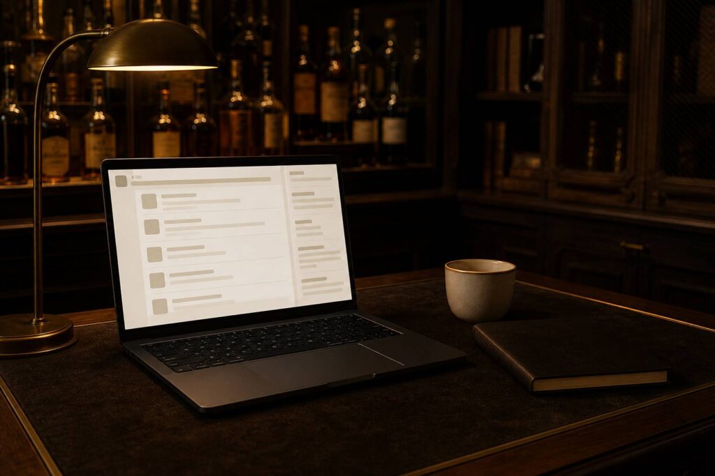 Ordinateur portable affichant une page de forum sans texte lisible
