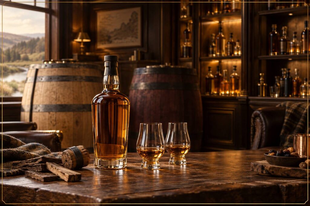 Illustration éditoriale du sujet : Aberlour 12 ans : Single Malt Speyside vieilli en double fût pour une expérience unique