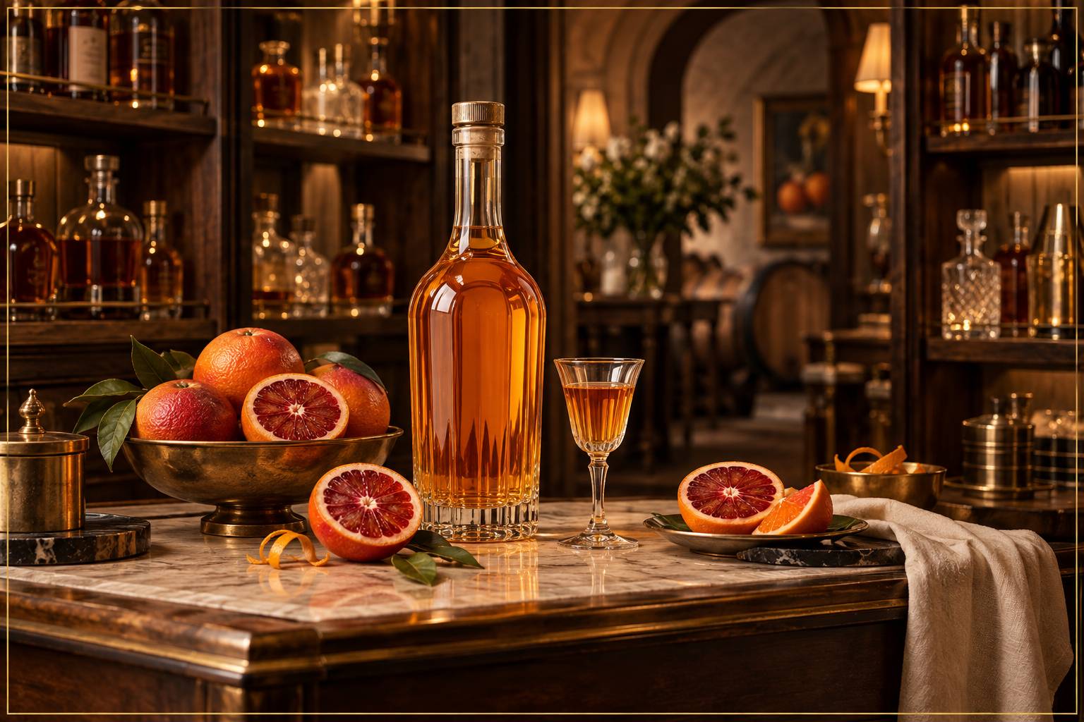 Illustration éditoriale du sujet : Liqueur Cointreau à l'Orange Sanguine : Une Explosion d'Arômes Authentiques