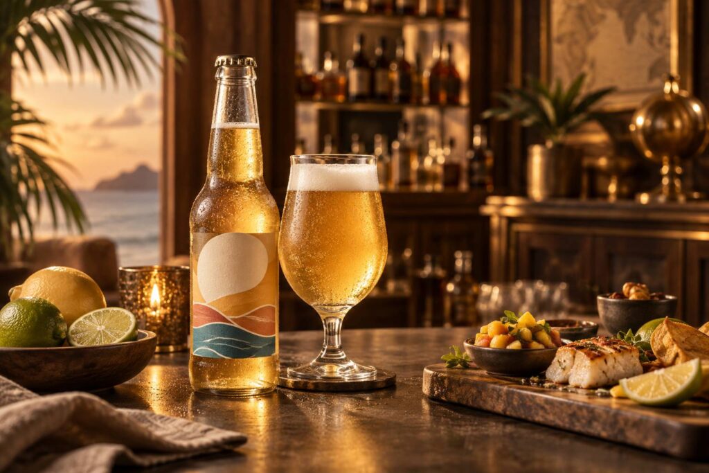 Illustration éditoriale du sujet : Medalla Light : La bière rafraîchissante qui séduit les amateurs